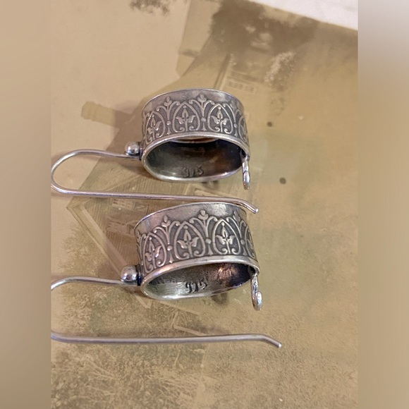 Retired Oval Silpada Sterling Silver and Champagne CZ Drop Earrings - Picture 5 of 14